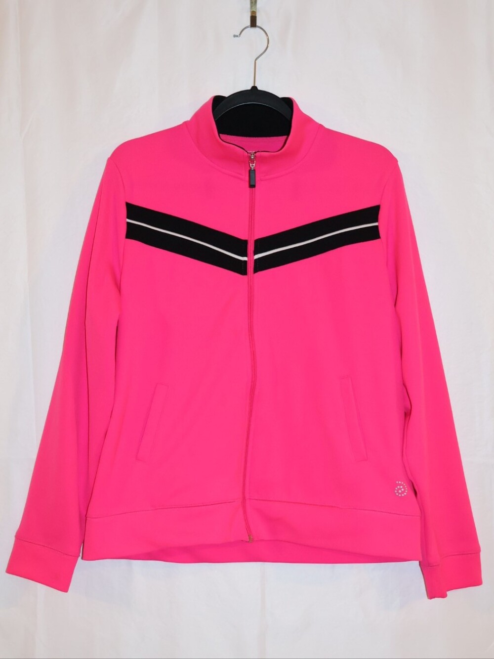 Be Inspired Bright Pink Chevron Activewear Full-Zip Track Jacket.